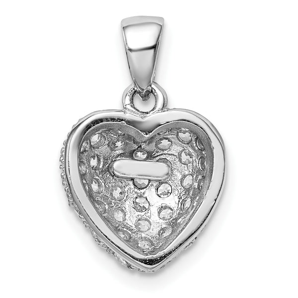 Sterling Silver Cubic Zirconia Heart Pendant-Chain Not Included