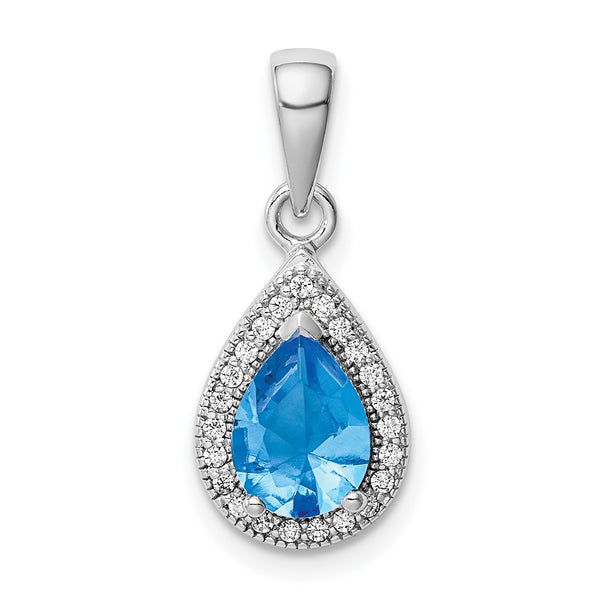 Sterling Silver Pear Cubic Zirconia Pendant-Chain Not Included