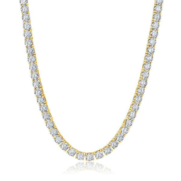 Luxe Layers 14KT Yellow Gold Plated Sterling Silver 3MM Round Cubic Zirconia 22" Tennis Necklace