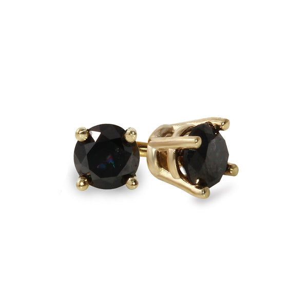 10K Yellow Gold 1-1/4 CTW Rd Black Diamond Stud Earrings