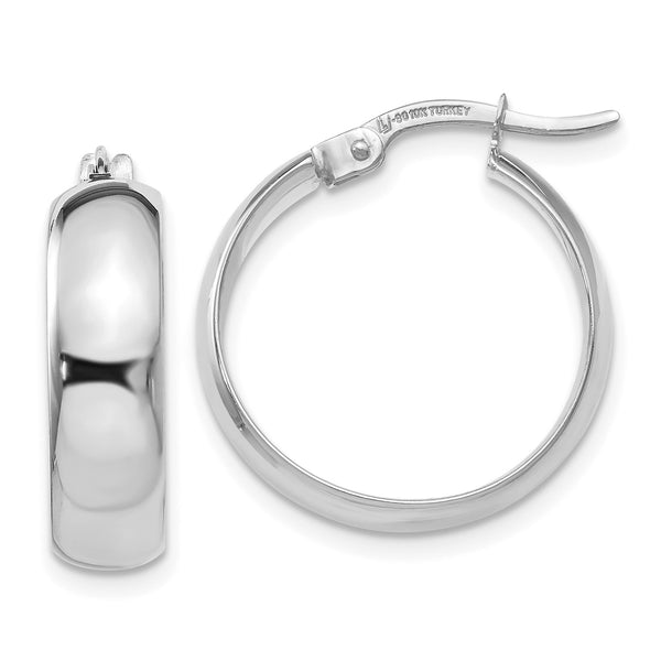 10KT White Gold 19X4MM Hinged Hoop Earrings