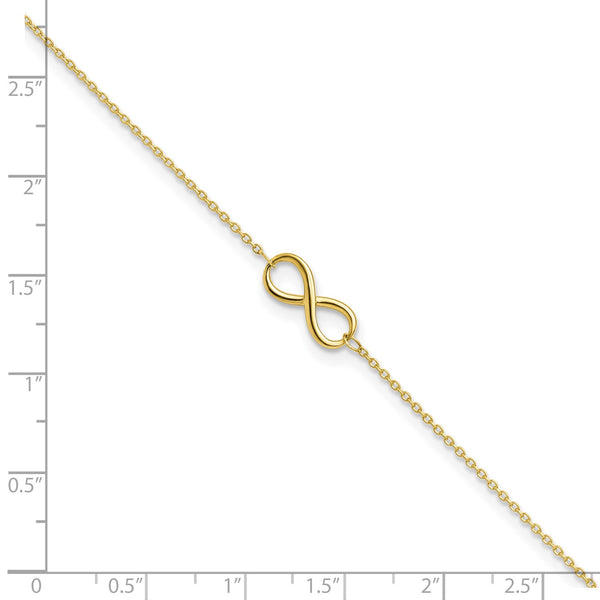 10KT Yellow Gold 9" Infinity Anklet