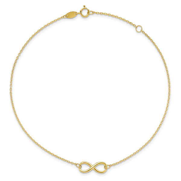 10KT Yellow Gold 9" Infinity Anklet