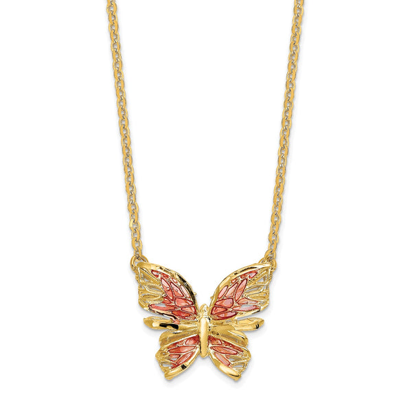 14KT Yellow Gold 18" Butterfly Necklace