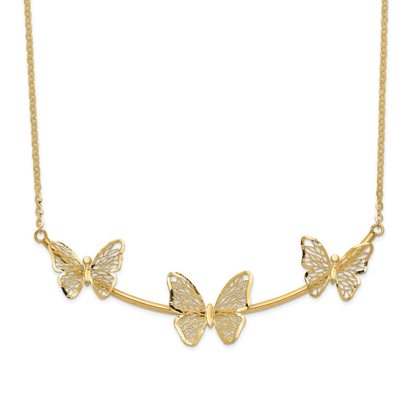 14KT Yellow Gold 18" 13MM Butterfly Necklace