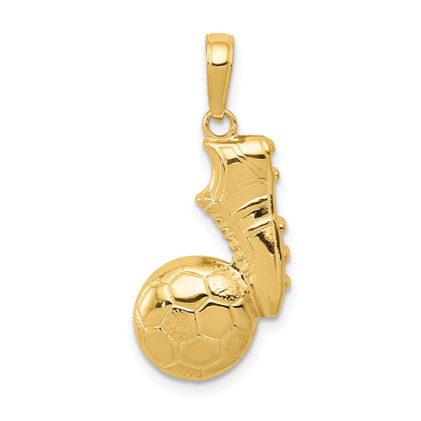 14KT Yellow Gold 25X13MM Soccer Ball & Shoe Pendant-Chain Not Included