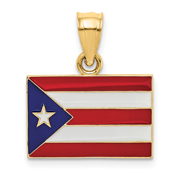 14KT Yellow Gold 21X18MM Puerto Rican Flag Charm