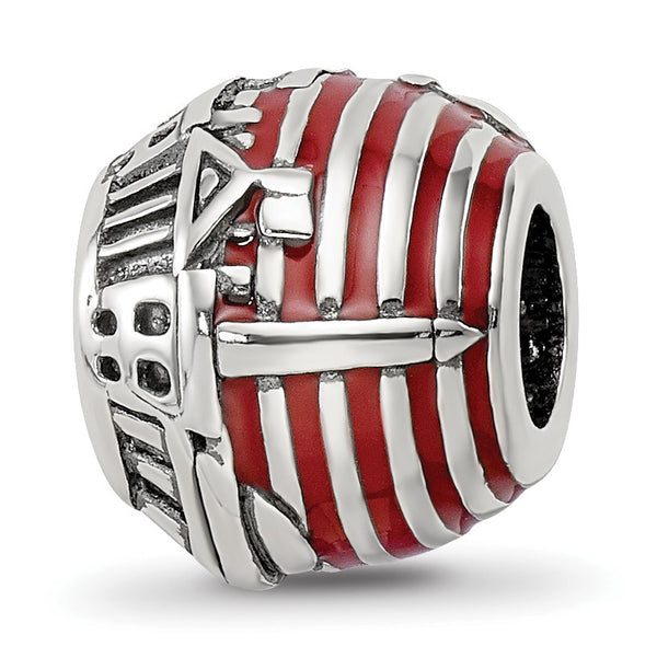 Sterling Silver 11X10MM American Flag Bead