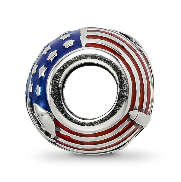 Sterling Silver 11X10MM American Flag Bead