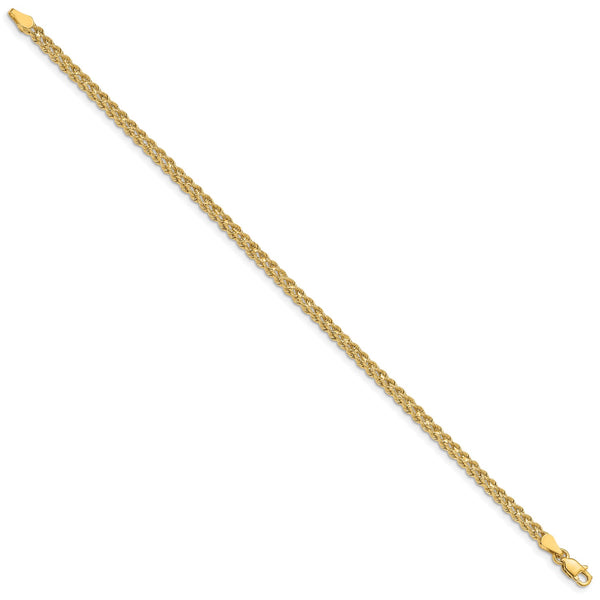 14KT Yellow Gold 7" 3MM Diamond-cut Rope Double Strand Bracelet