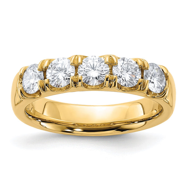 4MM Round Moissanite Anniversary 5-Stone Ring in 14KT Yellow Gold; Size 7