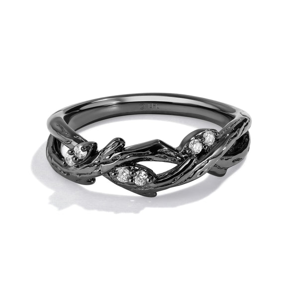 Star Wars™ THE DAGOBAH Women's Ring 1/10 CTW White Diamonds in Sterling Silver and Black Rhodium