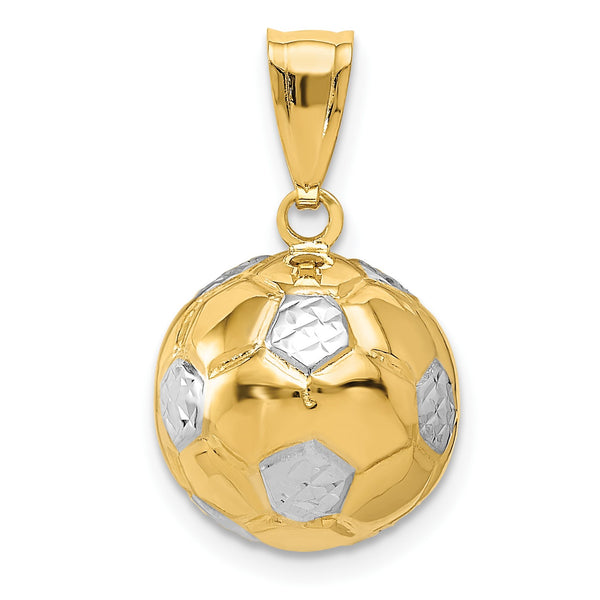 14KT Yellow and White Gold 19X12MM Soccer Ball Charm